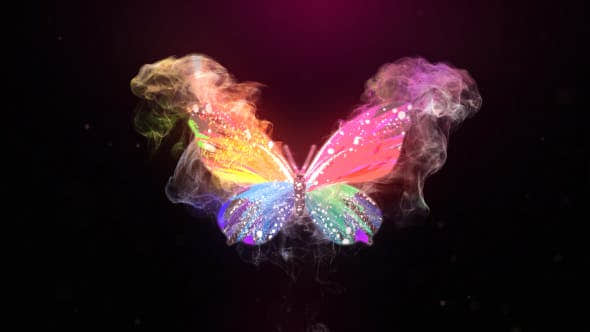 AE模板-粒子烟雾蝴蝶飞舞LOGO标志展示片头 Glowing Butterfly Logo Reveal