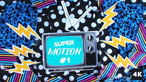 Apple Motion模板-复古抽帧定格元素动画片头 Super Motion 1