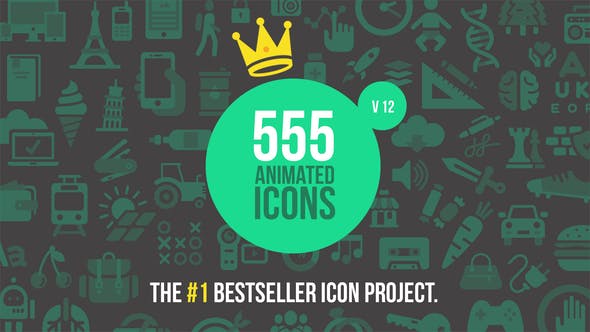 AE模板-555个ICON图标MG动画+音效 555 Animated Icons V12 免费下载