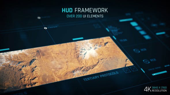 AE模板-200多种简洁UI界面科技感HUD元素动画 HUD - Framework 4K