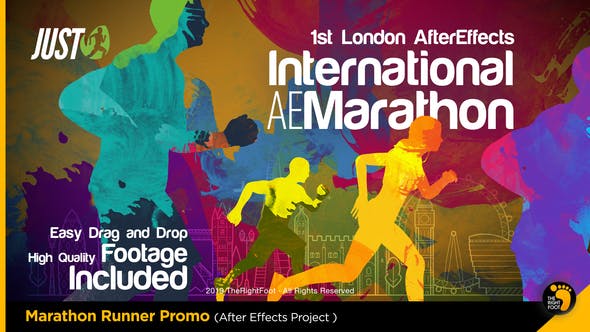 AE模板-马拉松长跑体育运动开场片头 Marathon Runner Promo