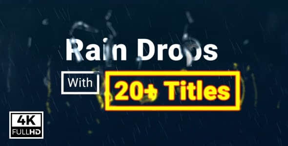 AE模板-下雨玻璃水滴滑落文字标题动画 Rain Drops With Titles