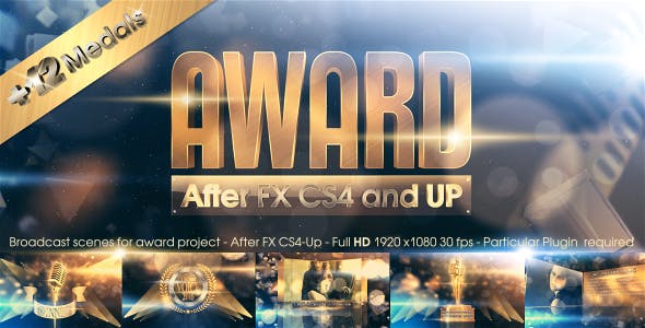 AE模板-金色三维粒子小金人晚会活动颁奖典礼包装开场 Golden Award