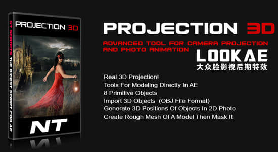 AE脚本-平面图片投射三维空间摄像机动画 Projection 3D v1.04 + 使用教程