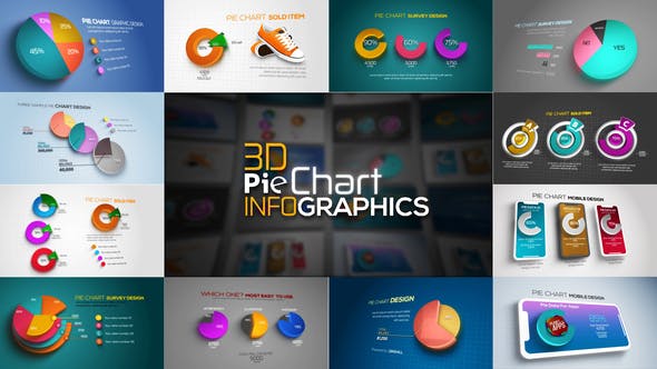 AE模板-三维彩色信息数据扇形图表统计动画 3D Pie Chart Infographics