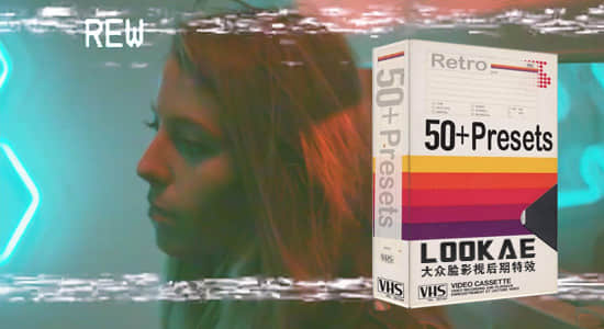 视频素材-53个复古老录像带视觉效果4K视频素材 VHS Presets Pack