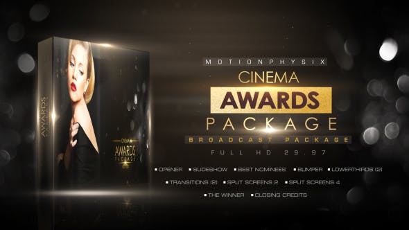 AE模板-闪耀粒子影视颁奖典礼栏目包装开场片头 Cinema Awards Package