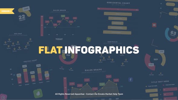 AE模板-扁平化公司企业商务信息数据图表展示MG动画包 Flat Design Infographics