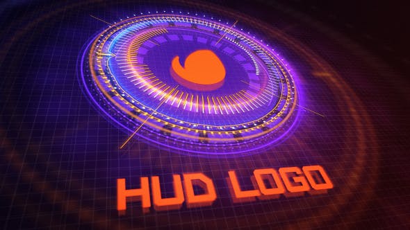 AE模板-科技感LOGO标志片头动画 HUD Logo Reveal