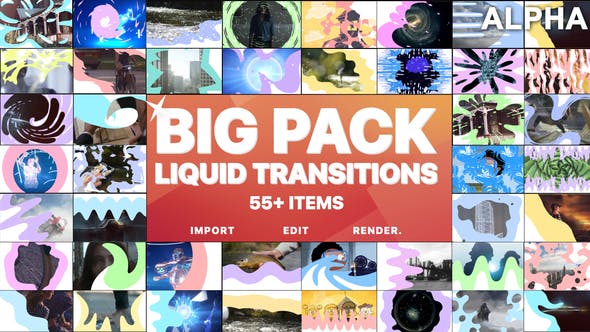 视频素材-55个卡通水流液体MG运动图形转场4K视频 Liquid Transitions Big Pack