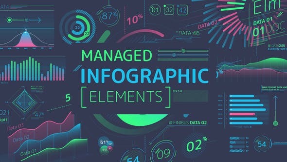AE模板-彩色信息数据统计图表柱状图动画包 Managed Infographic Elements