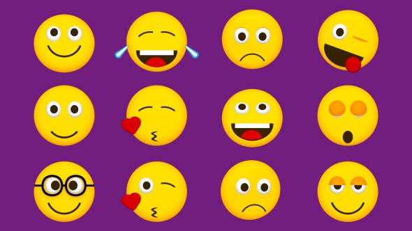视频素材-12个聊天留言社交Emoji表情动画视频素材（带透明通道）