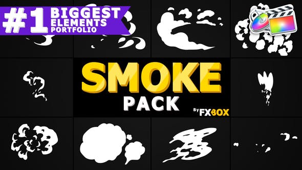FCPX插件-10种卡通手绘烟雾MG动画元素 2d FX SMOKE Elements+音效