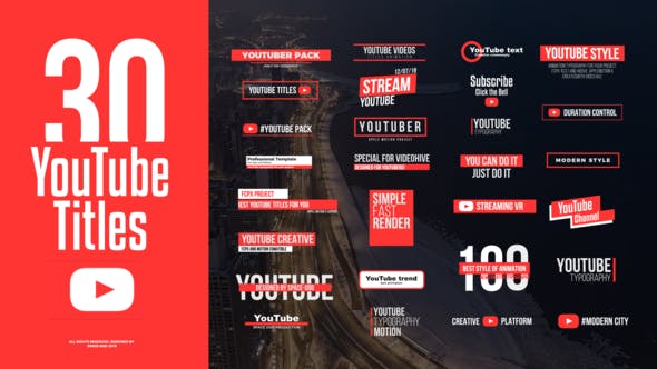 FCPX插件-30种社交网络媒体文字标题排版动画 YouTube Motion Titles