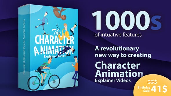 AE模板-500个可180度旋转的职业场景卡通人物动作绑定MG动画包 Character Animation Explainer Toolkit