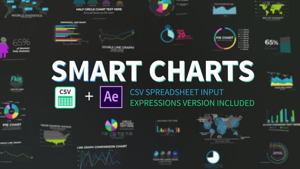 AE模板-智能信息数据统计图表展示动画 Smart Charts CSV Infographics