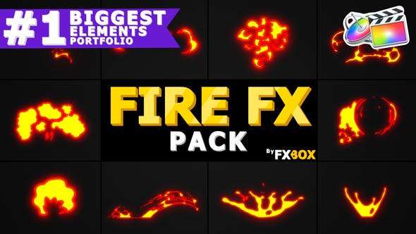 FCPX插件-10种手绘卡通火焰燃烧MG动画元素 Doodle Fire FX Elements+音效
