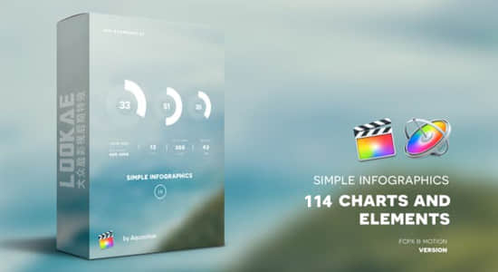 FCPX插件-114种简洁公司企业信息数据统计图文报表动画