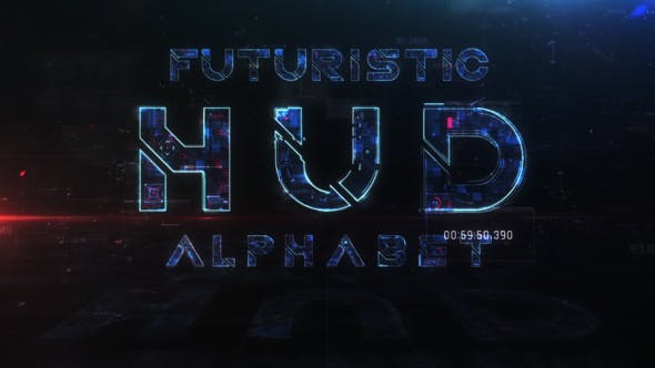 AE模板-未来科技感HUD英文字母数字预设动画 Futuristic HUD Alphabet