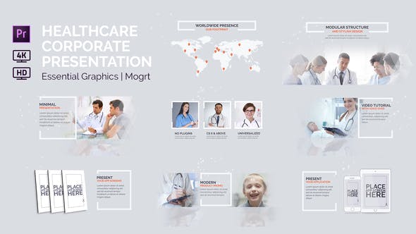 Premiere模板-现代医疗保健美容公司企业图文展示介绍栏目包装 Healthcare Corporate Presentation