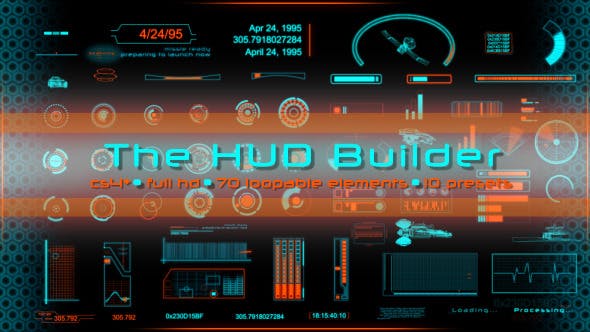 AE模板-111种科技感HUD信息数据元素动画包 The HUD Builder