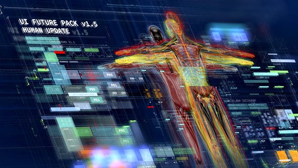 AE模板-科技感军事人体医学信息化数据UI界面动画元素 UI FUTURE PACK V1.5