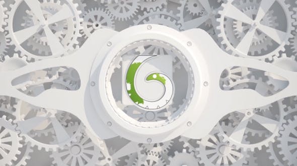 AE模板-白色滚动齿轮LOGO标志展示片头 White Gears Logo