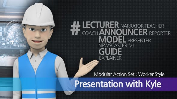 AE模板-三维施工卡通人物解说动画 Presentation With Kyle