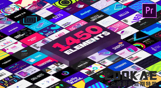 Premiere预设-1450种时尚排版包装LOGO标题字幕条转场背景图形元素动画Graphics Pack TOKO V3