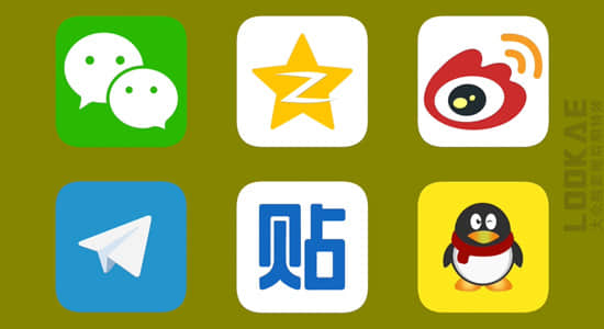 FCPX插件-34个国内外社交媒体微信QQ微博贴吧APP应用图标动画