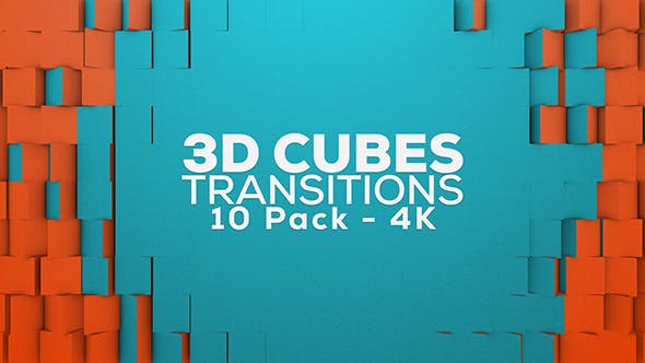 4K视频素材-10组三维方块翻转遮罩转场视频素材 3D Cubes Transitions 4K