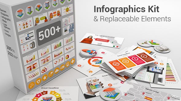 AE模板-500种信息数据图表商务场景动画元素包 Infographics Set & Elements