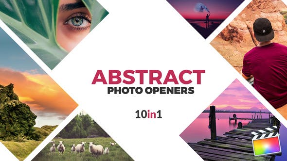 FCPX插件-10组创意图像拼接排版LOGO标志展示片头 Abstract Photo Openers