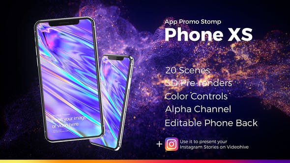 AE模板-三维苹果iPhone XS手机APP应用界面动感节奏快闪片头宣传动画App Promo Stomp Phone XS