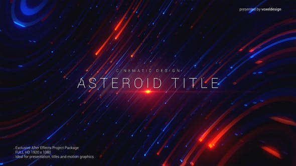 AE模板-漂亮粒子拖尾线条文字标题片头 Asteroid Cinematic Title