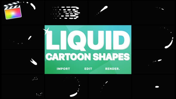 FCPX插件-12个卡通流体MG动画元素 Cartoon Liquid Shapes