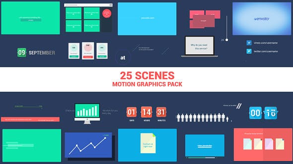AE模板-25个简洁公司企业信息图表场景展示动画 Corporate Motion Elements Pack