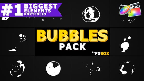 FCPX插件-10种气泡飞溅MG动画元素 Flash FX BUBBLE Elements