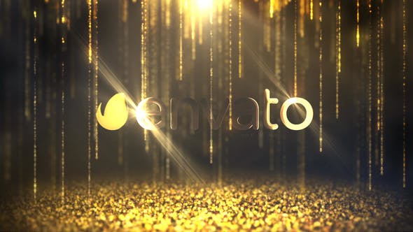 AE模板-金色粒子掉落背景LOGO标志片头 Logo Reveal Glitter