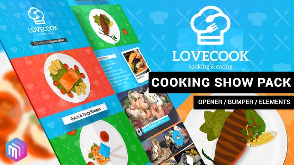AE模板-厨房烹饪美食MG扁平化栏目包装 Love Cook