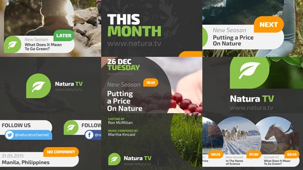 AE模板-大自然小清晰电视节目预告导视栏目包装 Natura TV