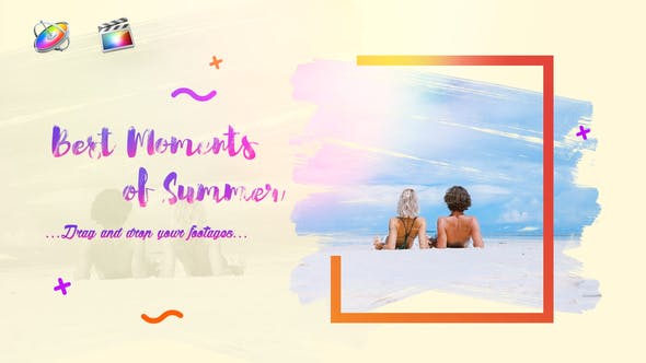 FCPX模板-夏季旅行优雅画笔涂抹遮罩照片电子相册图文介绍展示 Bright Summer Slideshow+使用教程