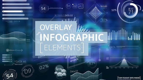 AE模板-几百种HUD信息数据UI图表动态元素 Overlay Infographic Elements
