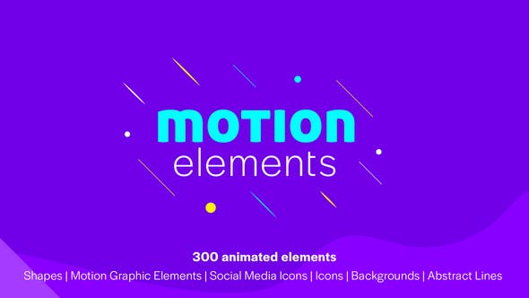 AE模板-300种社交媒体背景线条图标运动图形MG动画包 Motion Elements