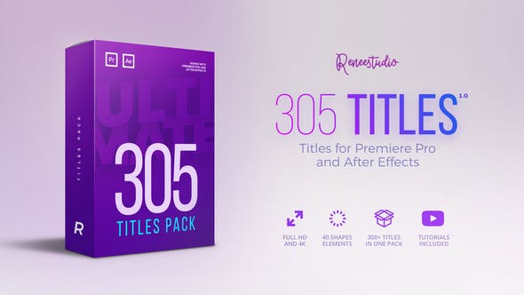 PR预设+AE模板：305种多类型文字标题介绍动画终极包 Titles Ultimate Pack+使用教程