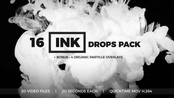 视频素材-16个烟雾水墨特效动画视频素材 Ink Drops Pack
