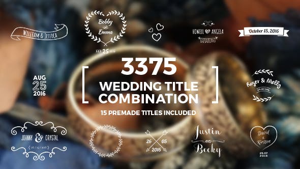 AE模板-3375种优雅漂亮小清新婚礼文字标题动画包 Elegant Wedding Title Combination Pack