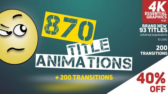 AE模板-870个流行时尚商务创意文字标题排版设计动画 870 Title Animations