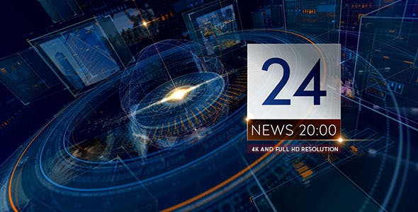 AE模板-科技感电视新闻栏目包装片头 Breaking NEWS 24 TV Broadcast Package