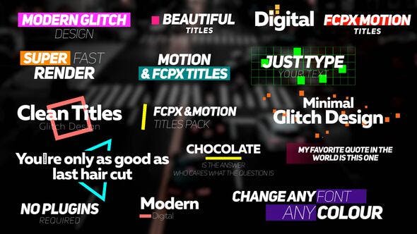 FCPX插件-16个现代数字干扰损坏文字标题动画 Modern Titles + 使用教程